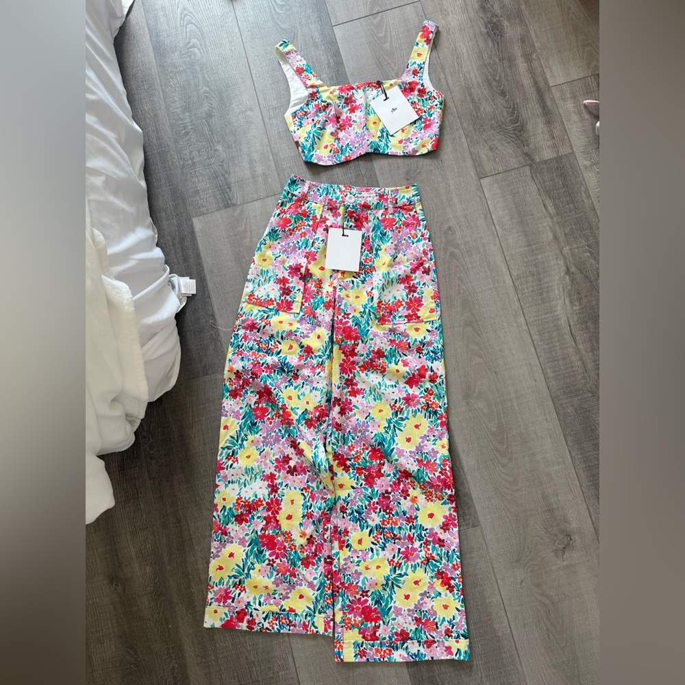 YLLW the Label Midsummer Floral Pant Crop Set French Floral Print